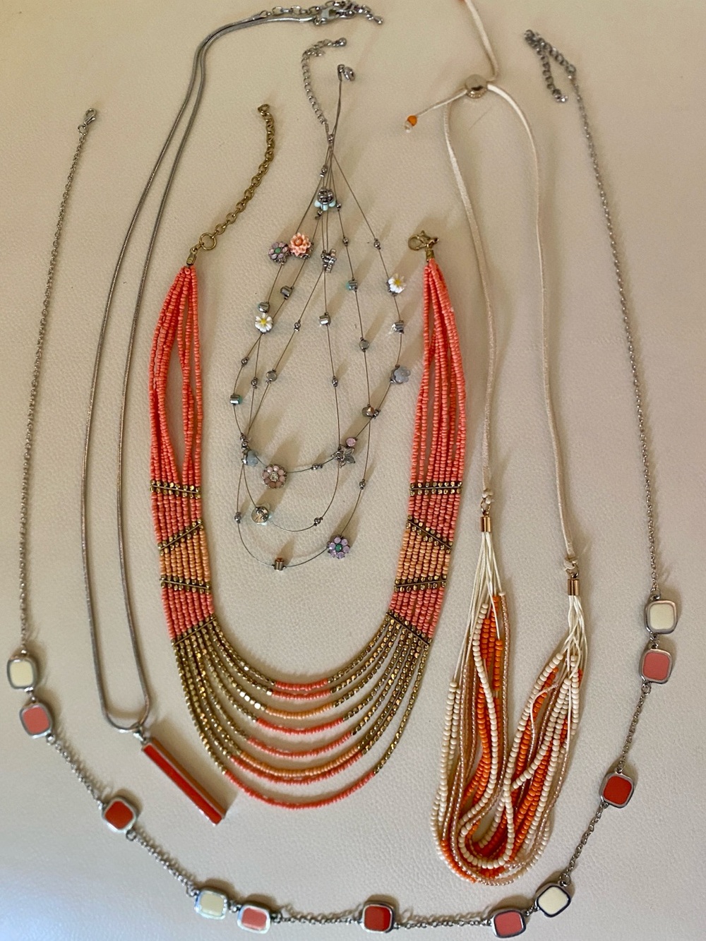 Career Coral Orange Gold & Silver Tone Necklace Lot – Rotary Donation